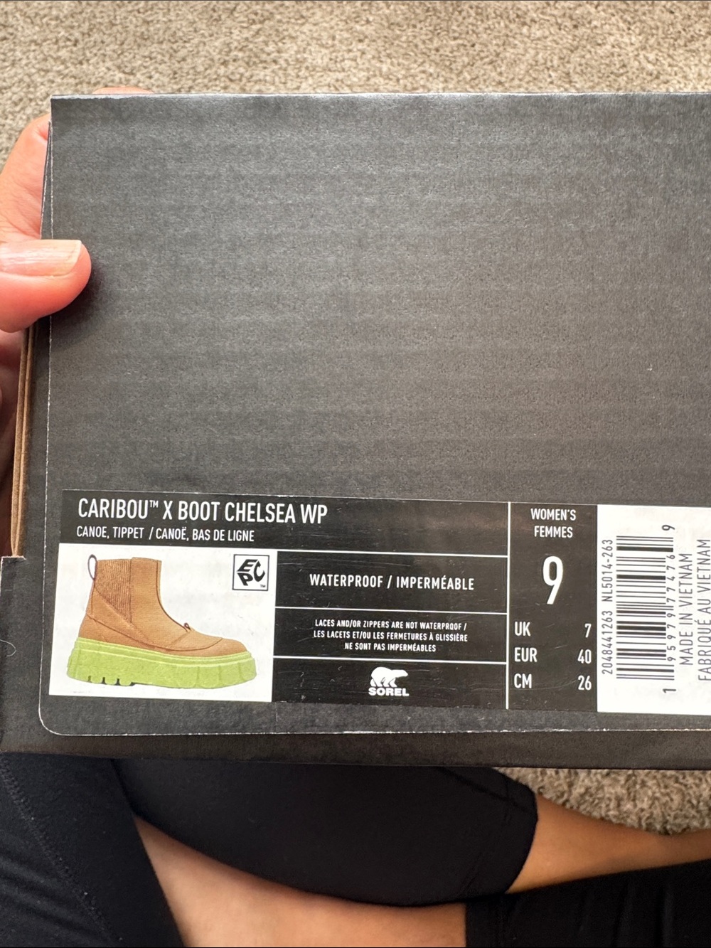 Sorel Tan Chelsea Boots with Neon Green Lug Soles - Picture 7 of 7